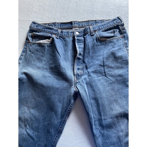 Levis 501XX Blue Denim Jeans L34 W42 Button Fly 100% Cotton Made In USA - Picture 2 of 11